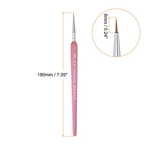 HARFINGTON 5pcs Detail Paint Brushes 6mm Pointed Tip 180mm Length Nylon Hair Miniature Painting Brush for Watercolor Oil Acrylic Painting(000#), Pink - color: Pink, size: 000# 6mm