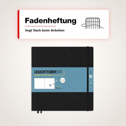 Leuchtturm1917 - Square Hardcover Sketchbook (Black) - 112 Pages of 150g/m² Paper - color: Black, size: Square