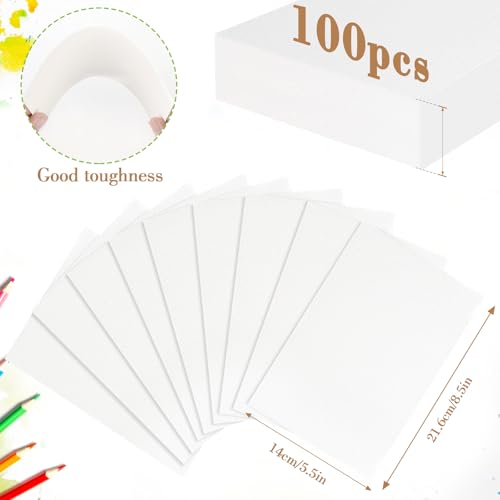 100PCS 5.5x8.5 Watercolor Paper Bulk, 140lb/300g Cold Press Thick Water Color Paper Pad for Child Adult, White Art Paper for Drawing Painting Markers Gouache, Textured Cotton Paper Sheets - color: White-100pcs, size: 5.5x8.5