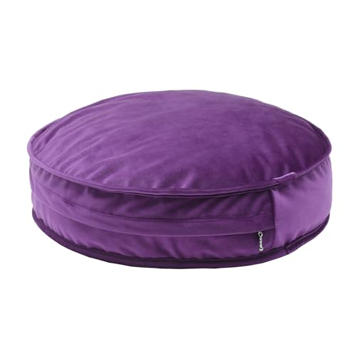 Round Floor Pillow Cover Velvet Throw Seating Pouf Yoga Meditation Cushion Plush Case Reading Room Decor Cover Only (19.7IN, Purple) - color: Purple, size: 19.7" x 19.7" (Pack of 1)