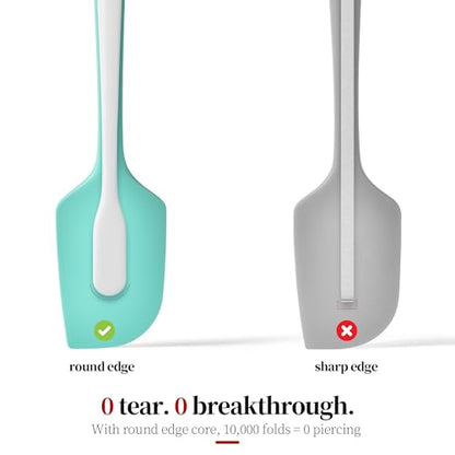 600ºF Heat Resistant Silicone Spatula Spoonula Set of 2, Aqua Sky | High Heat Food Safe Kitchen Use Scraper for Cooking Baking Mixing Scraping Stirring Cake Nonstick Cookware Pan Bowl - color: Aqua Sky, size: Large/Spoon Spatula - 2pcs