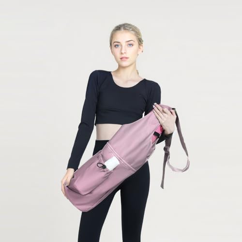 Yoga Mat Bag, with Protective Layer& Water Bottle Pocket and Big Wet Pocket & Yoga strap & Large Capacity,Stylish & Functional Fitness Mat And Essential items for Women & Men - color: pink