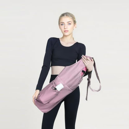 Yoga Mat Bag, with Protective Layer& Water Bottle Pocket and Big Wet Pocket & Yoga strap & Large Capacity,Stylish & Functional Fitness Mat And Essential items for Women & Men - color: pink