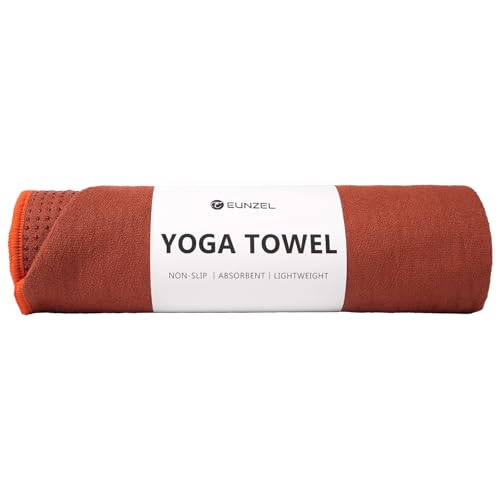 Eunzel Hot Yoga Towel - Microfiber Non Slip Yoga Mat Towel with Grip Dot Sweat Absorbent Towel for Hot Yoga, Pilates and Fitness 72" x 24", Sedona Red/Orange - color: Sedona Red/Orange