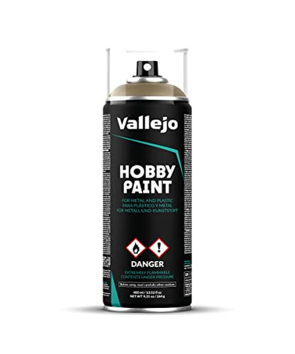 Vallejo - Hobby Paint Spray Infantry Color |US Khaki 400 ml. (13.5 fl.oz.) | Perfect Matt and Self Levelling Finish - style: US Khaki 400 ml. (13.5 fl.oz.)