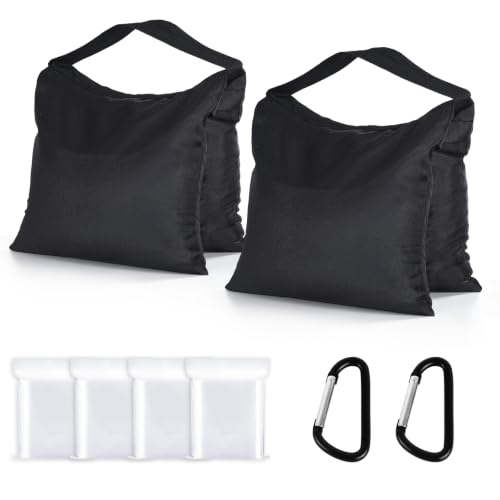 ABCCANOPY Photography Sandbag for Video Stand 2 Packs,Black(No Sand) | Heavy Duty Weight Bags Zipper Design Aluminum Carabiners PE Sealed Bags Multiple Use for Light Tripod Camping Chair - color: Black, size: 2 Packs