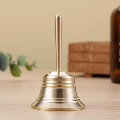 Small Solid Brass Hand Call Bell for Dinner Teacher Handbell (S) - size: Small