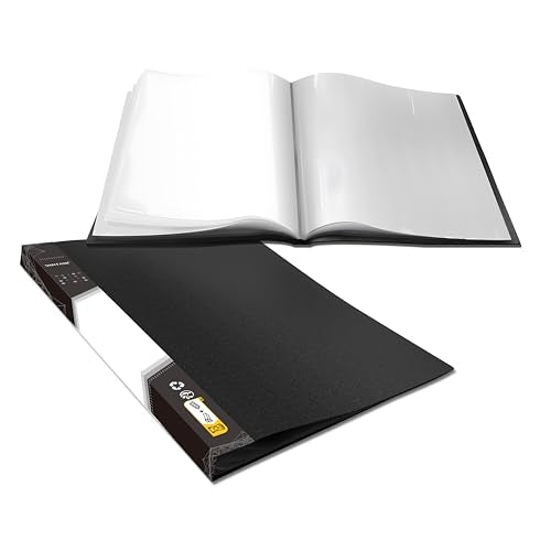Art Portfolio Folder, 40 Clear Pockets Paper Protectors Display 80 Pages Clear Presentation Book for Artworks, Letters, Report Sheets, Documents (Can Accommodate 11” x17”) - size: 11x17inch (Black)
