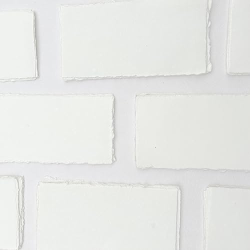 Handmade 200 GSM Cotton Rag Deckle Edge Paper – Pack of 25 Sheets – Premium Textured Wedding Invitation, Calligraphy, Watercolor Mixed Media (4x9" (Menu Card)) - size: 4x9" (Menu Card)