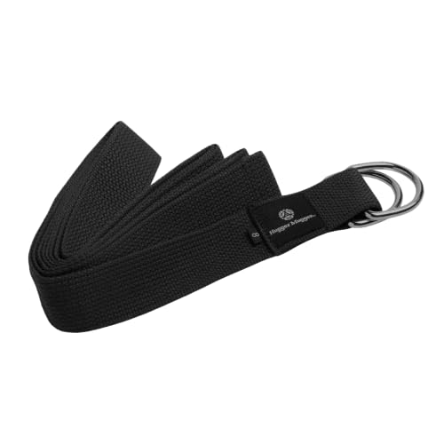Hugger Mugger D-Ring Cotton Yoga Strap - Super Strong Cotton, Metal D-Ring Buckle, Multiple Lengths Available - color: Black, size: 8 ft.