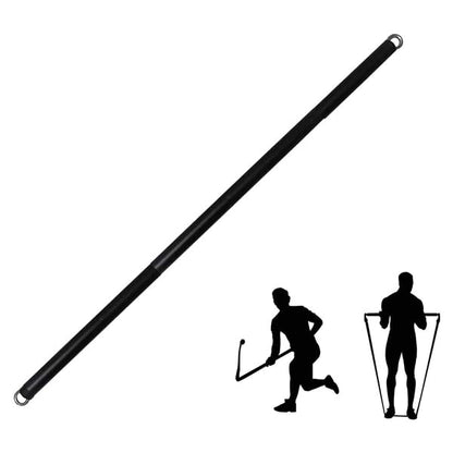 41Inch Resistance Band Bar for Full Body Workout, Portable Detachable Pilates, with 2 Carabineer Clips, Black