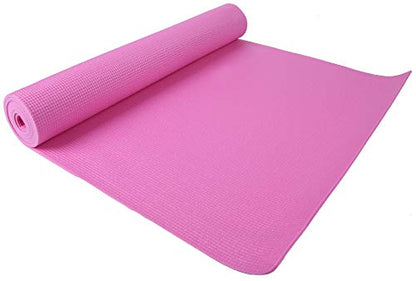 Fitvids All Purpose 1/4-Inch High Density Anti-Tear Exercise Yoga Mat with Carrying Strap, Multiple Colors - color: Pink