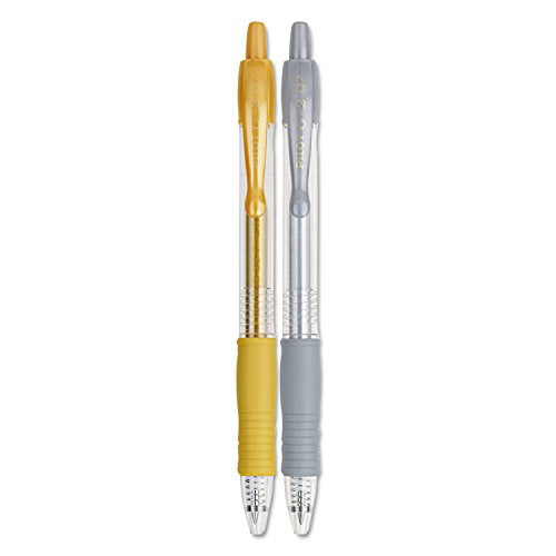 Pilot, G2 Metallics Gel Roller Pens, Fine Point 0.7 mm, Gold & Silver, Pack of 2 - size: 1 Count (Pack of 1)