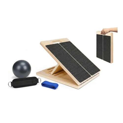 Professional Slant Board for Calf Stretching, Wooden Adjustable Incline Wedge for Squats, Foot & Ankle Mobility, Non-Slip Calf Stretcher, Calf Stretching Board, Slant Board for Planter Fasciitis.