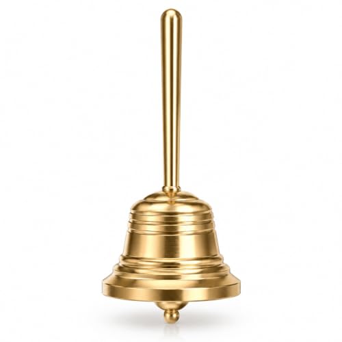 Small Brass Bell, Portable Dinner Bell Mini Hand Bells for Seniors Bedside, Musical Teacher, Wedding, Dinner, Meditation(8.3cm/3.3in)
