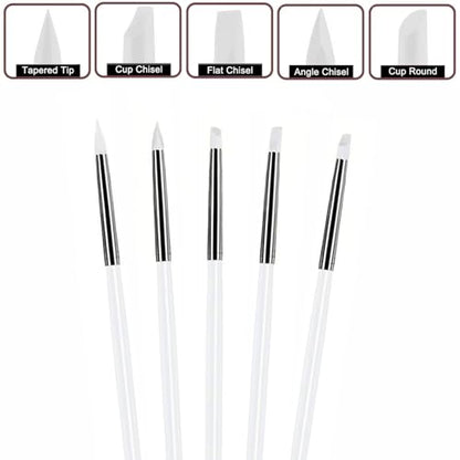 5Pcs Silicone Sculpting Tools for Polymer Clay, Nail Art & Craft DIY | Silicone Shaping Brushes for Clay Modeling, Ceramic, Fondant, Nail Art Design, Detailing and DIY Projects - color: White
