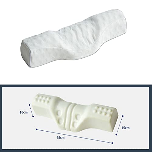 Cervical Neck Pillow for Pain Relief Sleeping, Neck roll Pillow Memory Foam for Stiff Neck Pain Relief ，Travel Bolster Pillow for Bed for Side Sleepers Back Sleeper. (White) - color: White