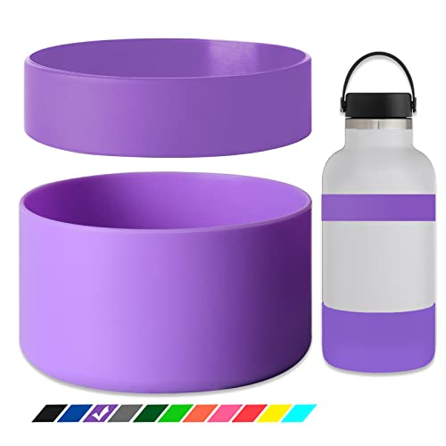 Greant Dual Protective Water Bottle Boot for HydroFlask 12oz to 64oz | Silicone Bottle Cover for Hydroflask, Anti-Slip Water Bottle Rubber Bottom for Owala 24oz, 3 Sizes - color: Purple, size: 64 Ounces