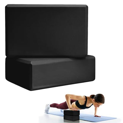 Septo 2 Pcs Yoga Blocks, 9x6x3 Inch Foam Blocks for Pilates - color: Black
