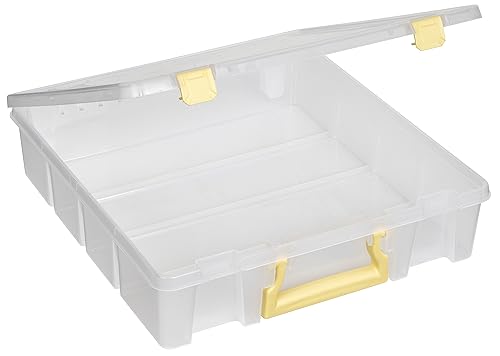ArtBin Super Satchel 1-Compartment Craft Storage Box, Yellow Latches | One Open Compartment, 15.2 x 8 x 6.2 Inches, Secure Latches, Stackable, Clear Durable Polypropylene - color: Yellow, size: 1 Pack