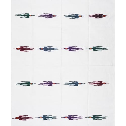 Open Road Goods Namaste White Yoga Blanket - Thick Mexican Thunderbird Blanket - Handmade and Made for Yoga!