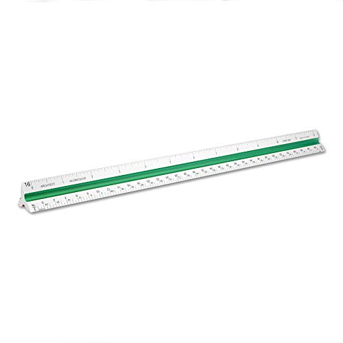 Alumicolor Aluminum Architect Color-Coded Solid Drafting Scale, 12IN, Silver - size: 12IN, style: Architect