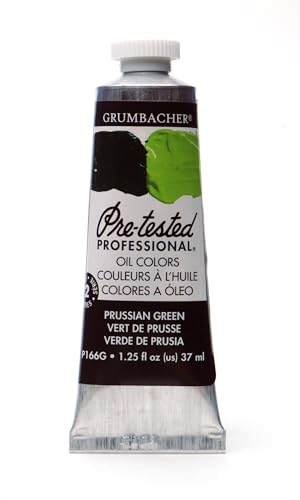 Grumbacher Pre-Tested Oil Paint, 37ml/1.25 Ounce, Prussian Green (P166G) - color: Prussian Green