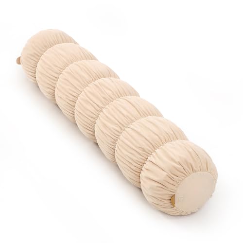 Pat. Pend. Small Body Pillow for Adults, 39 Inch, Beige | Long bolster pillow for side sleepers with removable, washable velvet cover; cylinder design for beds, sofas and leg support. - color: Beige, size: 39"x 7.87"