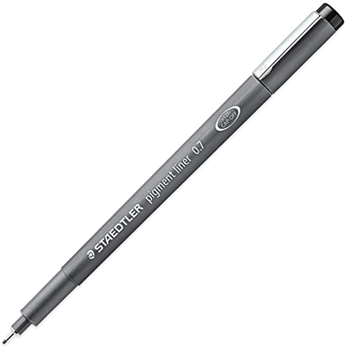 STAEDTLER 308 Pigment Liner Fineliner Pen - Ideal for Writing, Sketching, Technical Drawing, Marking Out - Black Ink - In Envelope Gift Packaging - 0.7mm Medium Nib Size - Pack of 3