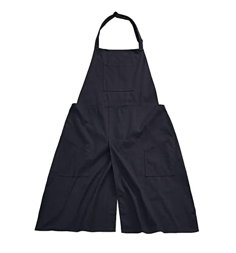 Pottery Apron Split Leg,100% Cotton Artist Apron 3 Pockets for Women Men,Ceramics Clay - color: Black, size: 39" long