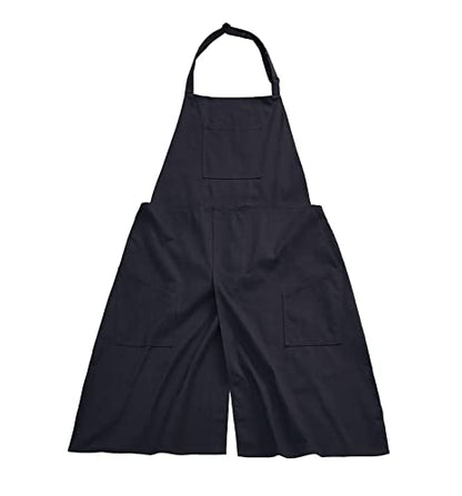 Pottery Apron Split Leg,100% Cotton Artist Apron 3 Pockets for Women Men,Ceramics Clay - color: Black, size: 39" long
