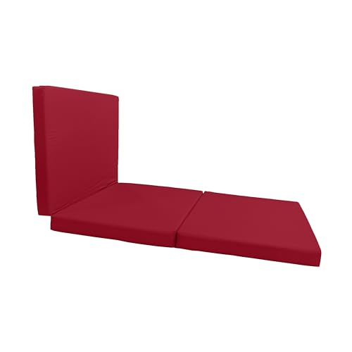 D&D Futon Furniture Trifold Foam Beds, Floor Tri-Fold Bed, Foldable Shikibuton Mattress Cushion Topper Mat for Space Saving Sleepover 3x27x75 in, Red