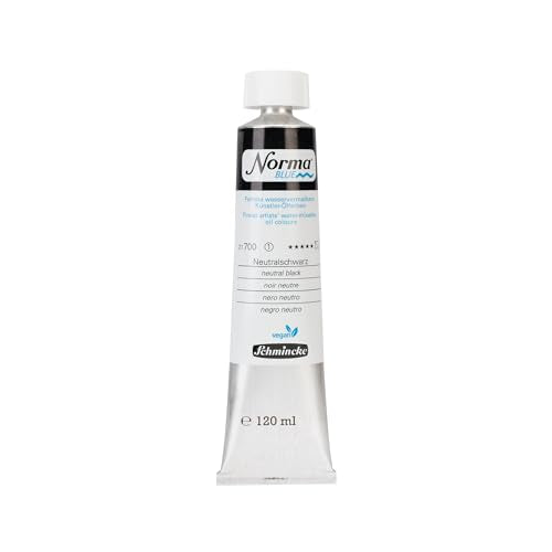 Schmincke - Norma® Blue, 217000012, Finest Watersoluble Artist Oil Paints, Highly Pigmented, Non-fading, Vegan, Neutral Black, 120 ml | finest water-based artist oil paints, highly pigmented, lightfast, vegan - style: neutral black