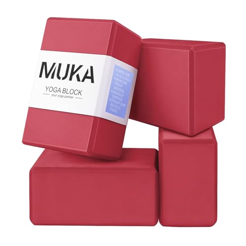 Muka Yoga Blocks 4x6x9 Inch, High Density EVA Foam Yoga Brick for Meditation, Pilates - color: Red, size: 4 pack