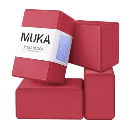 Muka Yoga Blocks 4x6x9 Inch, High Density EVA Foam Yoga Brick for Meditation, Pilates - color: Red, size: 4 pack