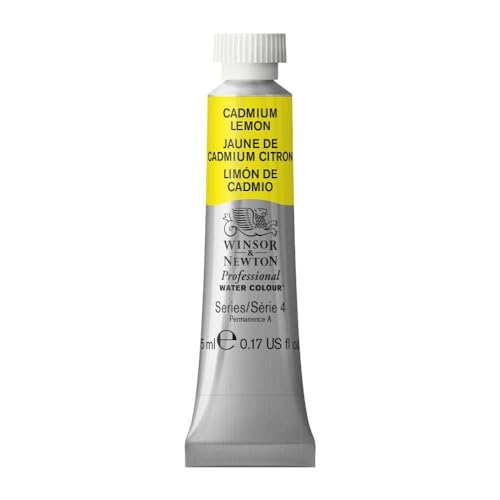 Winsor & Newton Professional Watercolor, 5ml Tube, Cadmium Lemon | Unrivalled Transparency, Single Pigment Vibrant Colors, Archival Permanence, Heritage Watercolors, Finest Pigments - color: Cadmium Lemon, style: 0.17-oz Tube