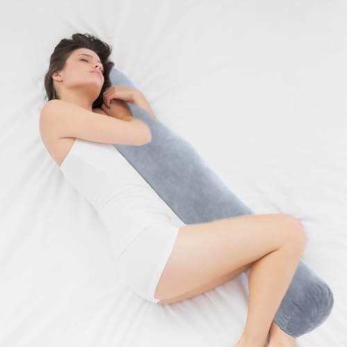 TIESOME Round Body Pillow Cover,7.9 x 47 Inch Round Bolster Body Pillow Case Soft Long Full Body Pillowcase with Zipper for Bedroom (Note: This Purchase is for a case only)