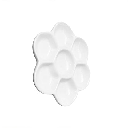 2 pcs 3.4" Diameter Paint Palette Glazed Watercolor Painting Mixing Ceramic Palette Flower Shape