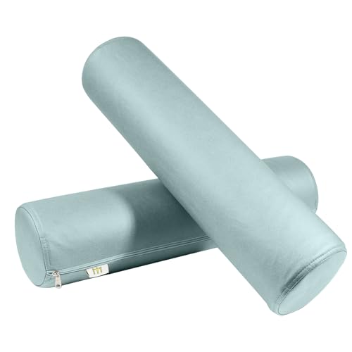 2 Pack Neck Roll Pillow, High-Density Foam Cylinder Bolster Pillow for Neck, Back & Lumbar Support, Ergonomic Round Pillow for Side Sleepers, Sleeping (5.9''x23.6'' Blue) - color: Blue, size: 23.6x5.9IN