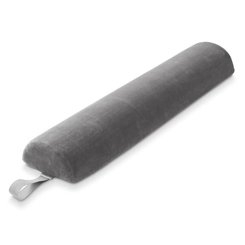 Saloniture Half Round Massage Table Bolster Pillow Pad - 26 x 6 x 3 Inch - Gray Velour - color: Gray