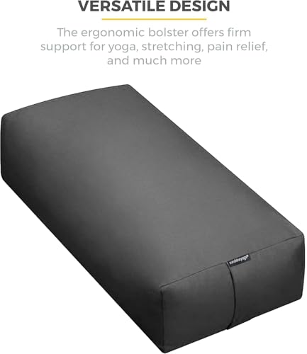엑스트라 펌 라지 요가 볼스터, 61 x 30.5 x 15.2cm(24 x 12 x 6인치) 신치 또는 지퍼 요가 베개, 스튜디오용 탈착식 커버가 있는 직사각형 면 쿠션, 1팩 또는 2팩 - color: 차콜 - 지퍼 커버, size: 2팩