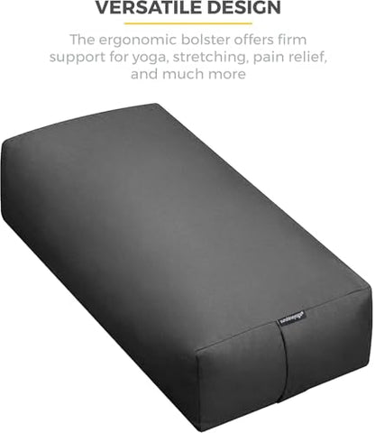 엑스트라 펌 라지 요가 볼스터, 61 x 30.5 x 15.2cm(24 x 12 x 6인치) 신치 또는 지퍼 요가 베개, 스튜디오용 탈착식 커버가 있는 직사각형 면 쿠션, 1팩 또는 2팩 - color: 차콜 - 지퍼 커버, size: 2팩