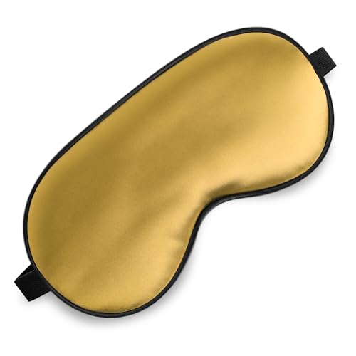 Silk Sleep Mask, Blackout Eye Mask for Sleeping with Adjustable Strap | Light-blocking Blindfold for Men & Women Pressure-Free, Soft Eye Cover Eyeshade for Side Sleeper, for Travel Naps (Gold) - color: Gold
