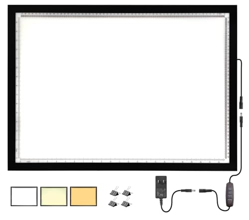 WELZK Light Pad A2 10000 Lux, 3-Color LED Tracing Board for Diamond Art | 10000+ Lux Ultra-Bright, 3 Color Modes, 10-Level dimming, with Adapter, 10ft Cable, for Tracing, Sketching, diamond painting - style: A2 3-Colors