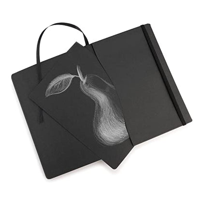 Pentalic Traveler Midnight Sketch Black Paper Journal, 160 Pages, Black (6" x 8") - size: 6-inch x 8-inch, Black