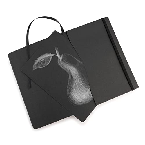 Pentalic Traveler Midnight Sketch Black Paper Journal, 160 Pages, Black (6" x 8") - size: 6-inch x 8-inch, Black