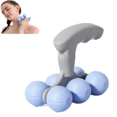 6-Wheel Handheld Massage Roller for Muscle Pain Relief (Blue)