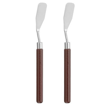 PATIKIL Art Spatula, 2 Pcs 17.5mm Stainless Steel Flexible Palette Knife Painting Knife Painting Spatula Oil Painting Mixing Scraper with Wood Handle for Canvas Acrylic Painting, Red