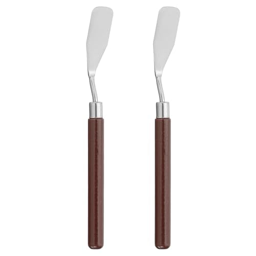 PATIKIL Art Spatula, 2 Pcs 17.5mm Stainless Steel Flexible Palette Knife Painting Knife Painting Spatula Oil Painting Mixing Scraper with Wood Handle for Canvas Acrylic Painting, Red