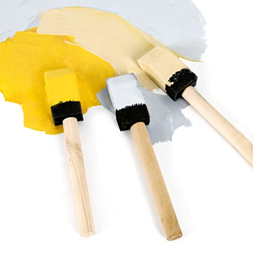 Mister Rui 1 Inch Foam Paint Brushes, 12 Pack – High Density Poly Sponge Brushes for Painting, Mod Podge, Decoupage, Crafts & Cleaning | Spong Brushes for Mod Podge, Decoupage, Stains, Varnish, Crafts and Cleaning. Smooth Finish on Crafts, Furniture and W